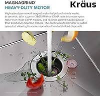Vista 5 de KRAUS WasteGuard KWD100-33MBL - Triturador de basura ultra silencioso de 1/3 HP con conexión rápida, cubierta de drenaje para fregadero de cocina