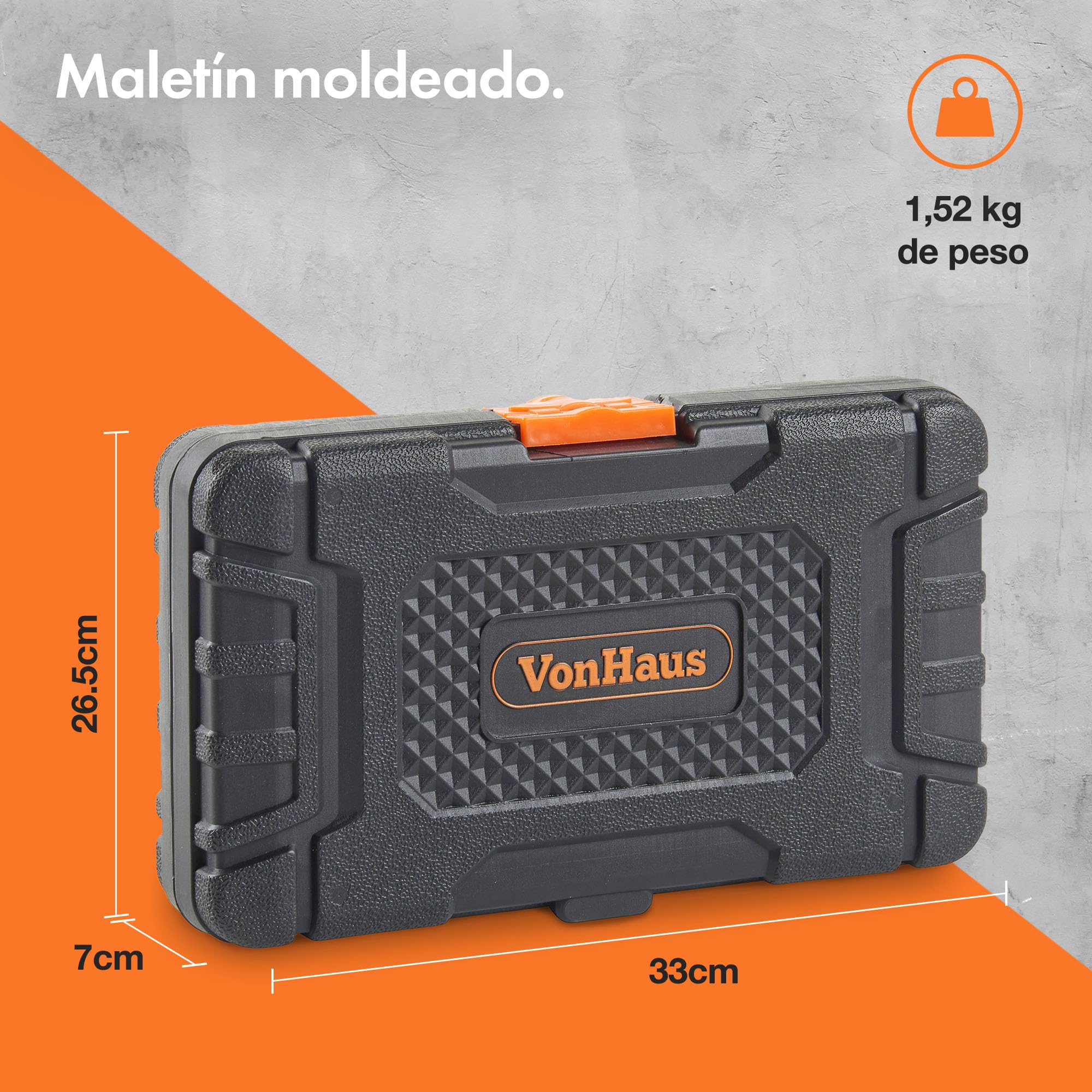 VonHaus Set de Llaves de Vaso y Puntas de Atornillador con Destornillador de Carraca de 72 Dientes, 130 Piezas – Trabajos de Bricolaje, Reparaciones de Bicicletas y Coches y Atornillado General