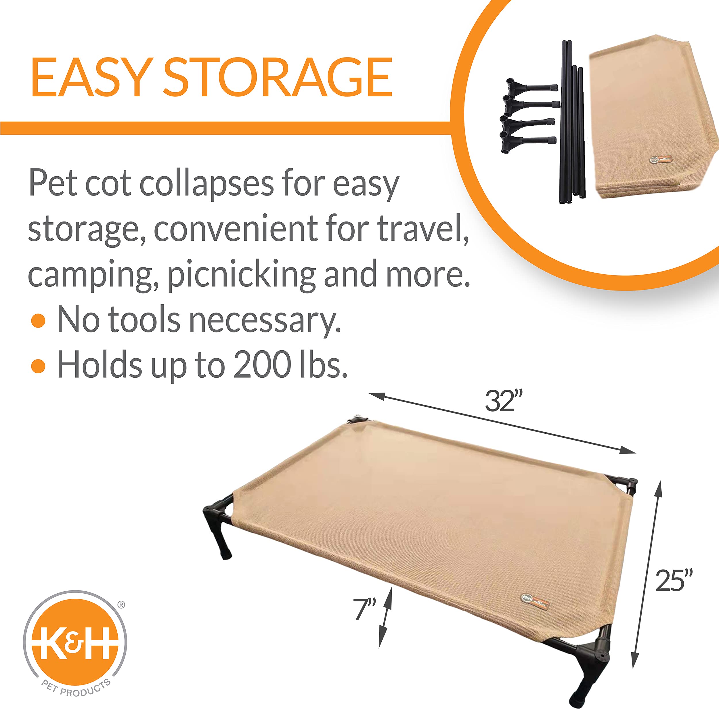 K&H Pet Products Original Pet Cot, Elevated Dog Bed Cot With Mesh Center, Multiple Sizes