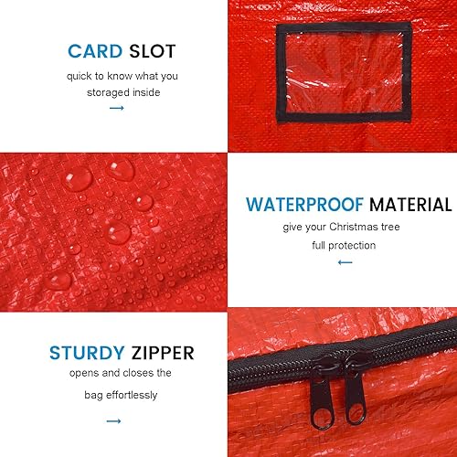 Miniatura 3 de BOTINDO Bolsa de almacenamiento para árbol de Navidad, bolsa grande con cremallera para árbol de Navidad con 2 asas reforzadas, decoración de árbol