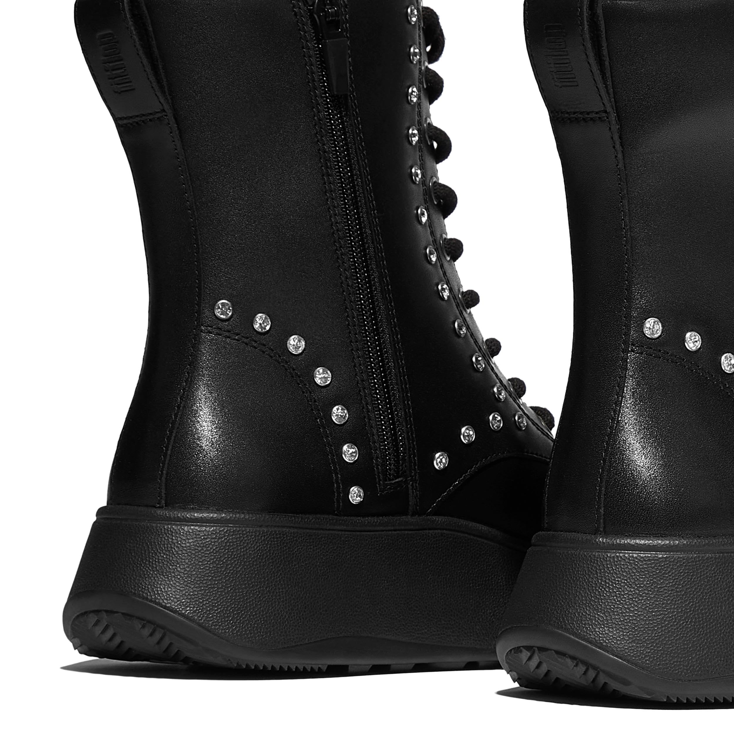 Fitflop F-Mode Gem-Trim Leather Lace-up Ankle Boots, Botas Cortas al Tobillo Mujer