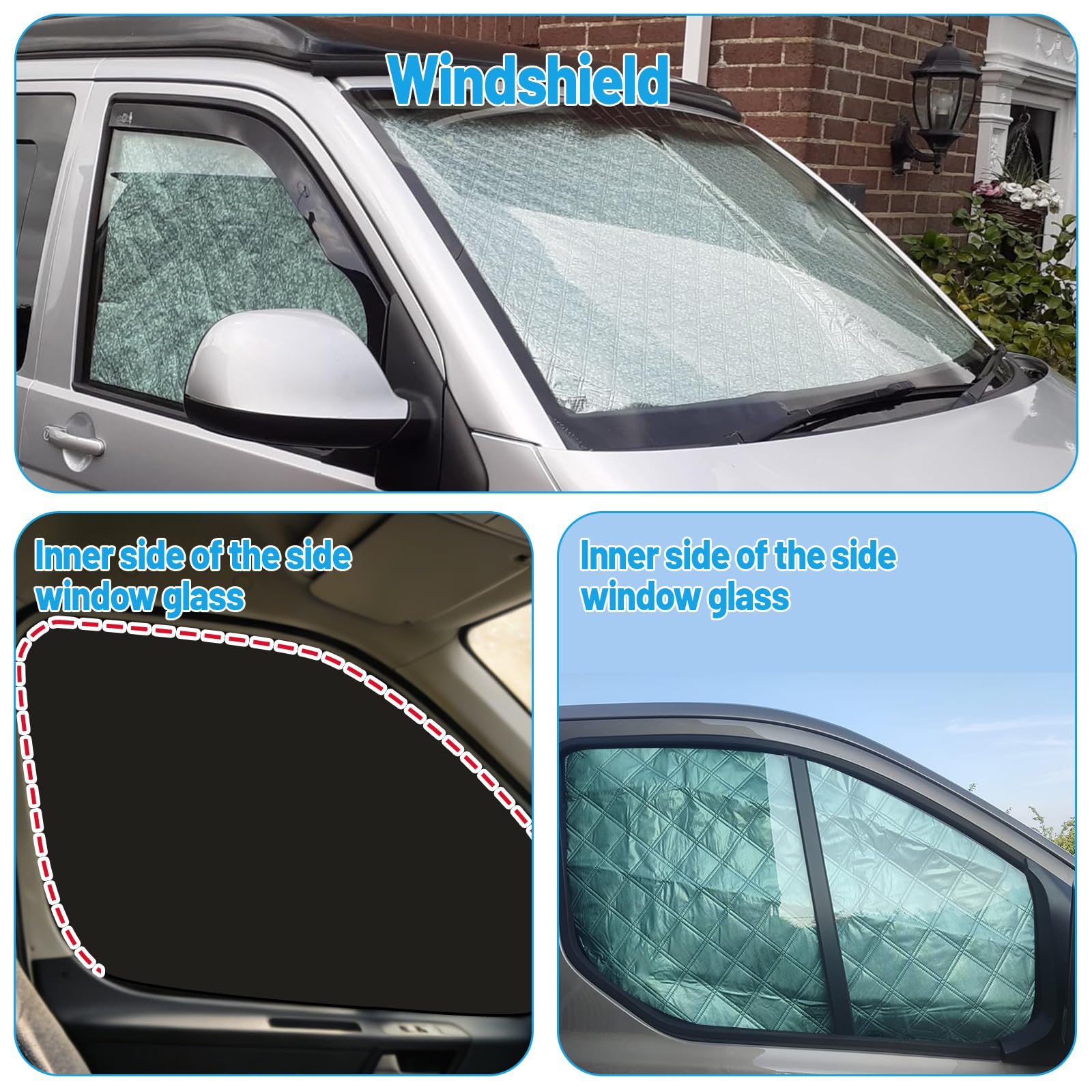 Set di parasole per parabrezza per Ford Transit Custom, anello pieghevole in acciaio per parabrezza anteriore e parasole magnetico per finestrini laterali, adatto per Transit Custom Tourneo Custom