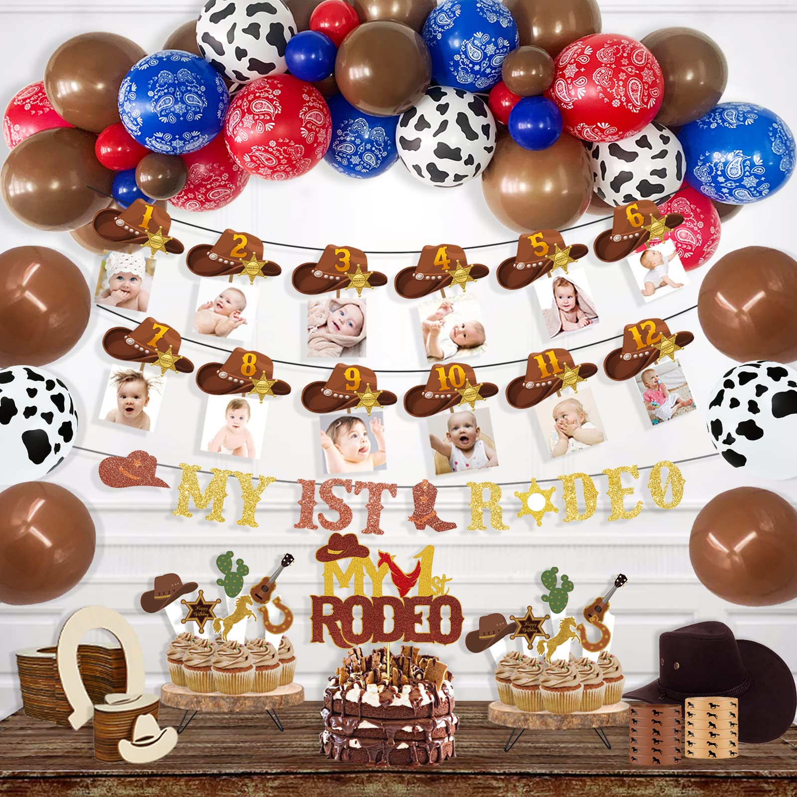 Buy My First Rodeo Birthday Decorations, Hombae Western Cowboy First