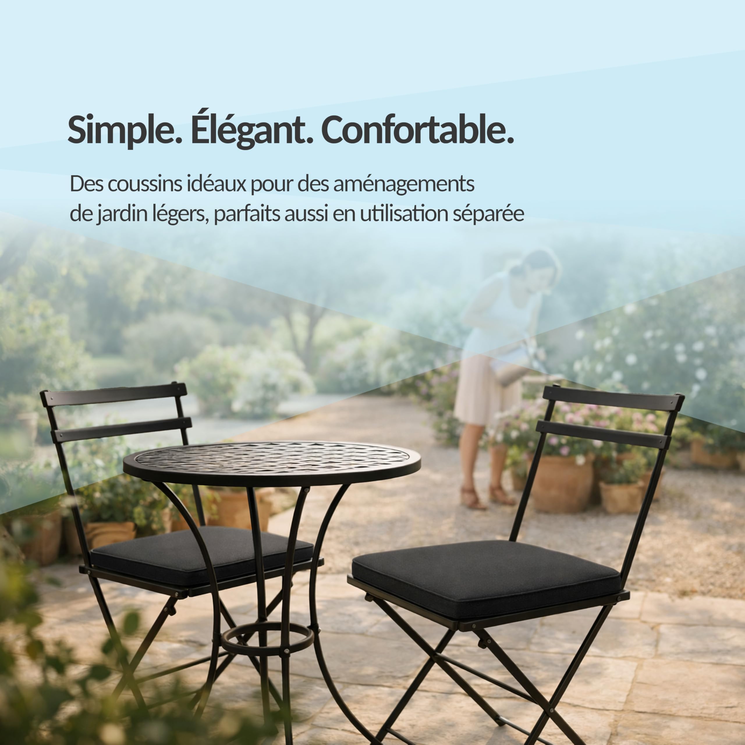 POKAR Coussins d'assise Coussin Extérieur Jardin Assise Coussin Chaise Jardin Galette de Chaise pour Extérieur, Jardin, Balcon 50x50x5 cm, Beige