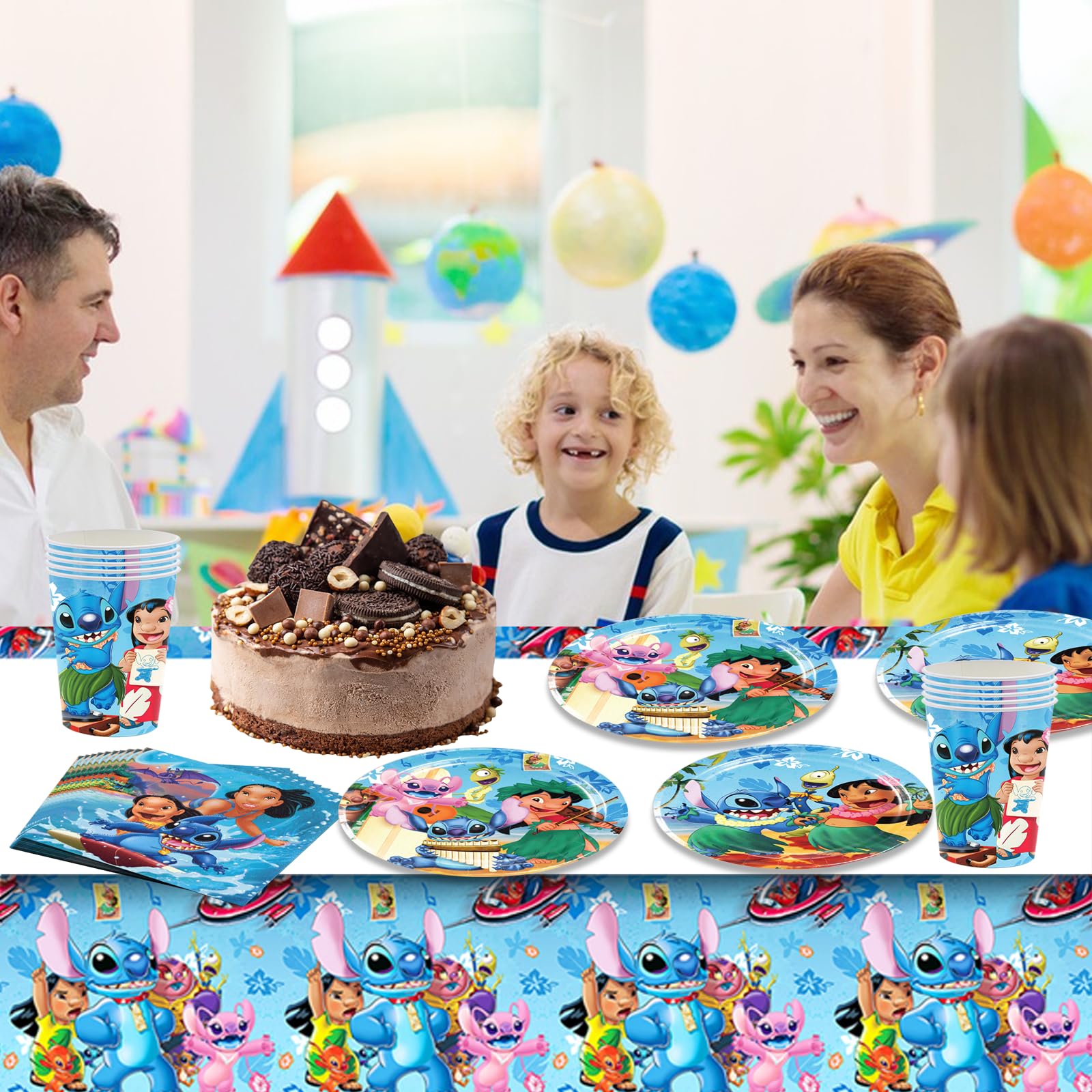 Set Stoviglie Lilo E Stitch Per Feste - 20 Piatti, 20 Bicchieri, 20 Tovaglioli E Tovaglia, Tema Bambina - Foto 5