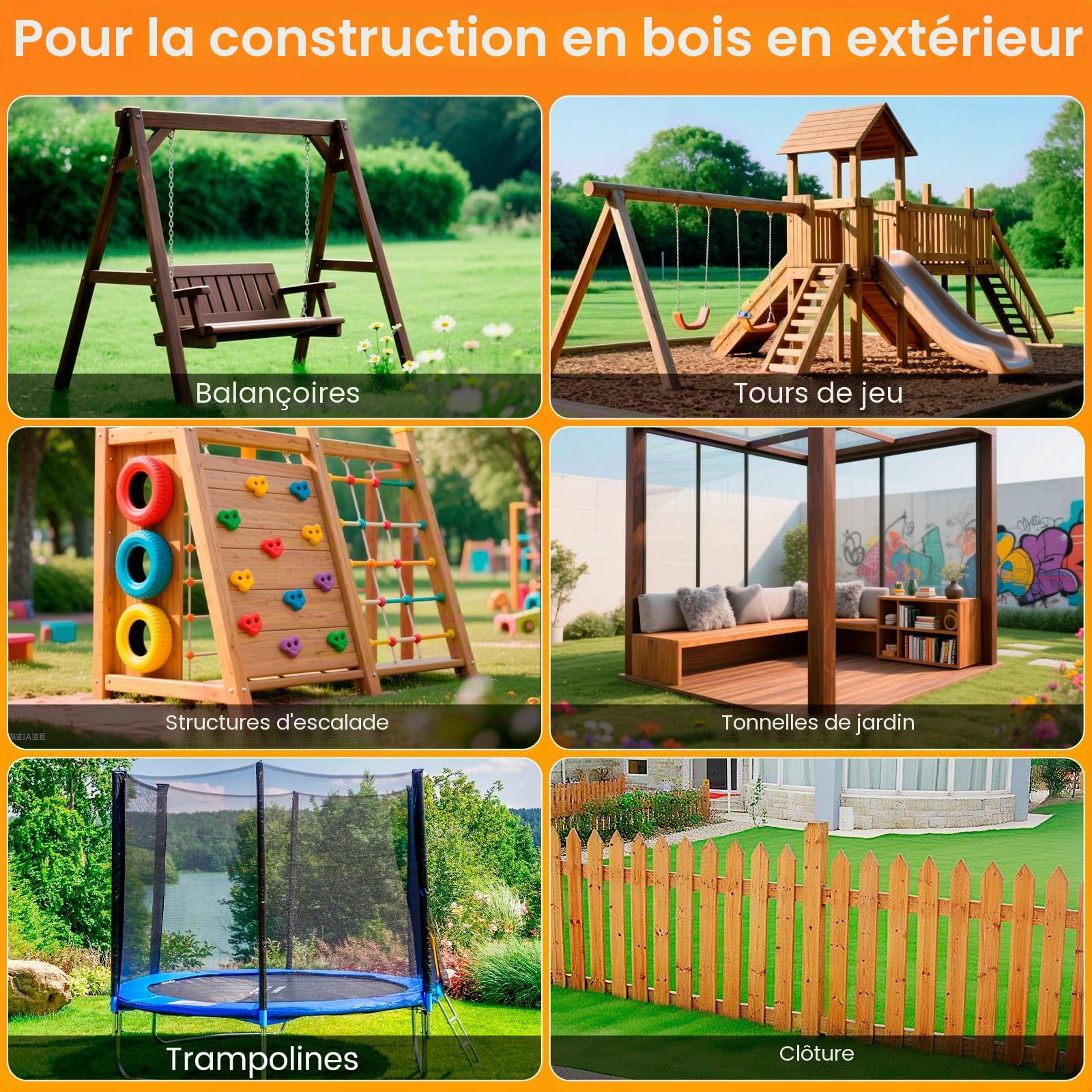 Ancrages au Sol pour Balançoire, Piquet Ancrage pour Tours de Jeux, 4x53cm | Acier de 5 mm D'épaisseur, Galvanisé à Chaud 60 µm, Bords Dentelés Améliorés, étanche et Antirouille