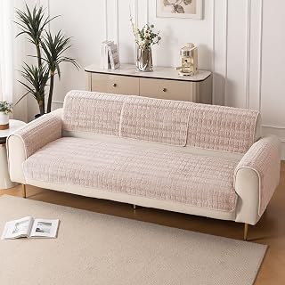 HOKIPO ‘Plush Haven’ Premium Anti-Slip Complete Sofa Cover Set (Seat+Back+Arm) for 3 Seater Sofa | Soft Fluffy Plush Fabri Price In India