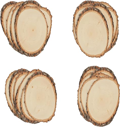 Walnut Hollow Tilo redondo pequeño con madera de borde vivo (paquete de 24) para leña, decoración del hogar y bodas rústicas