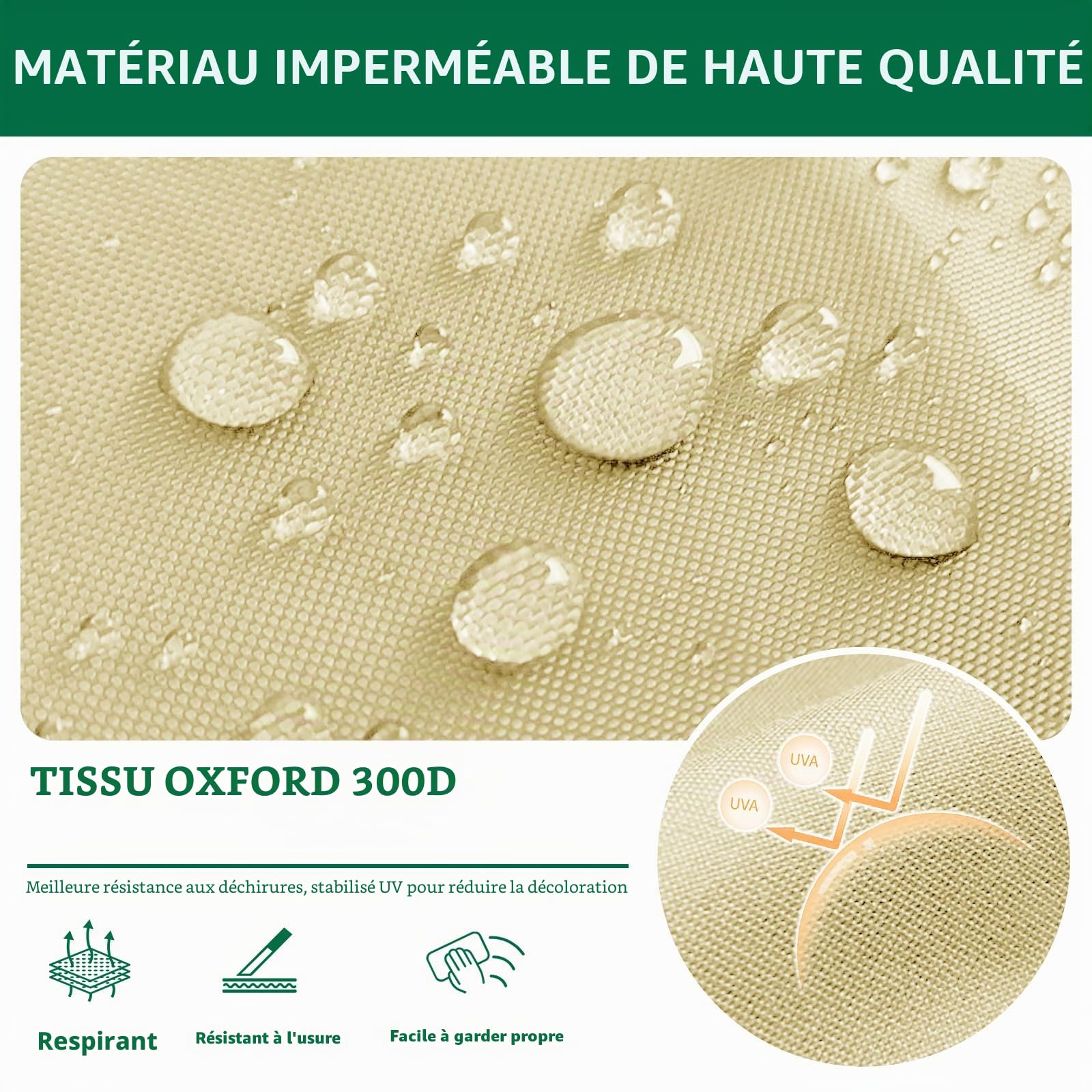SYLC Lot De 8 Housse Coussin Exterieur Impermeable, Housses Assise Canapé Protection avec Fermeture Éclair, Housse Siège Salon Jardin Terrasse (Beige,4pcs 60×55×10cm＋4pcs 55×50×10cm)