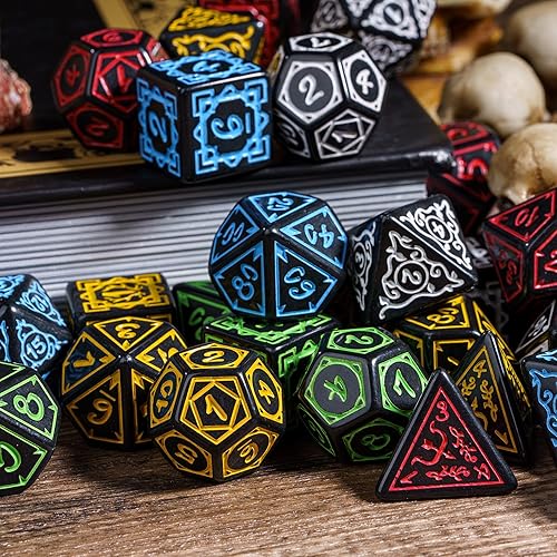 Miniatura 3 de D&D - Juego de 5 dados poliédricos de druida (35 piezas) con 1 bolsa de cuero grande, juego de dados D&D para Calabozos y Dragones, juegos de mesa