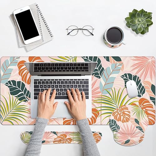 Miniatura 5 de Britimes Juego de alfombrillas de mouse para teclado, alfombrilla de escritorio 4 en 1, reposamuñecas para teclado, reposamuñecas para mouse, juego