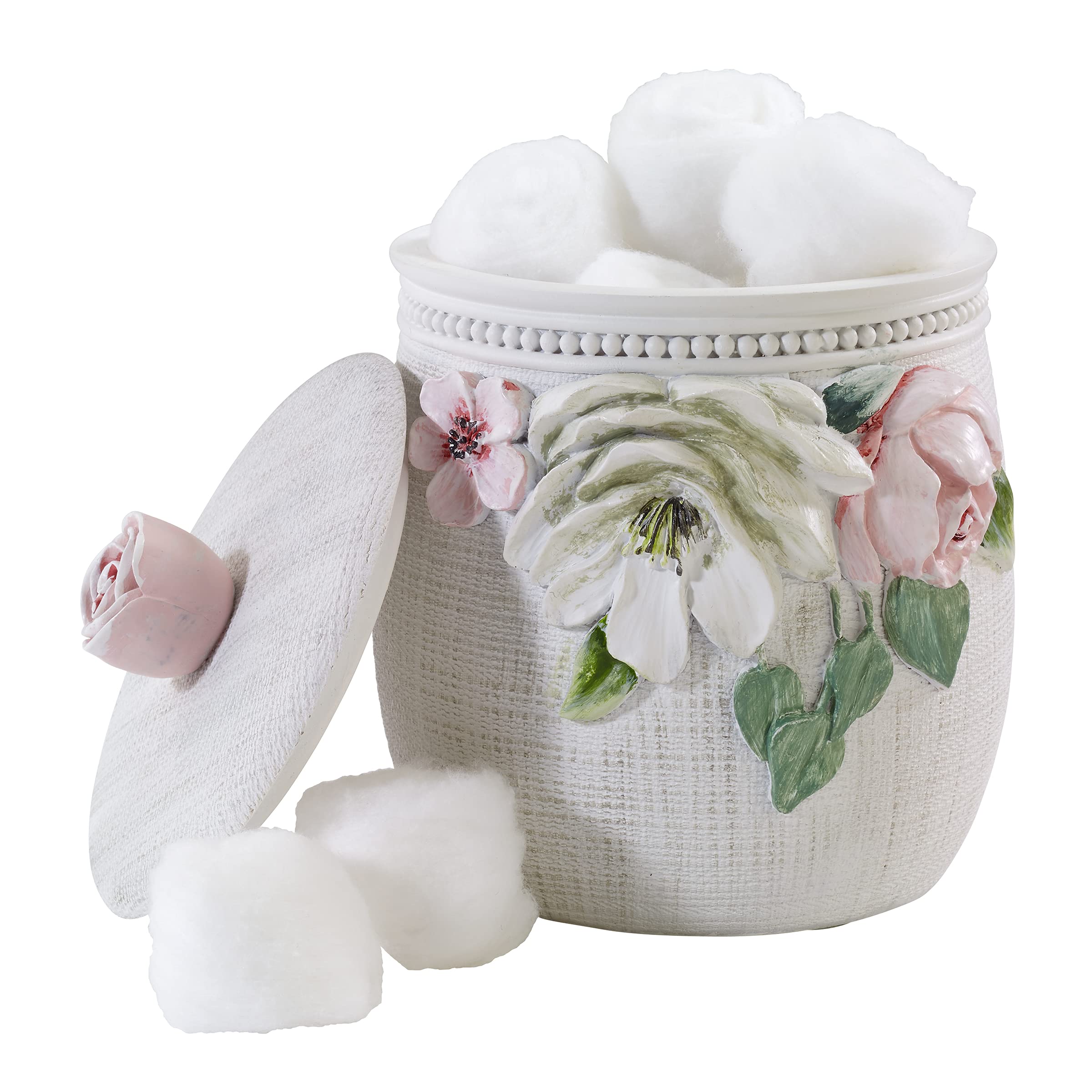 Avanti Linens - Covered Jar, Guest Bathroom Essentials, Floral Home Decor (Spring Garden Collection)