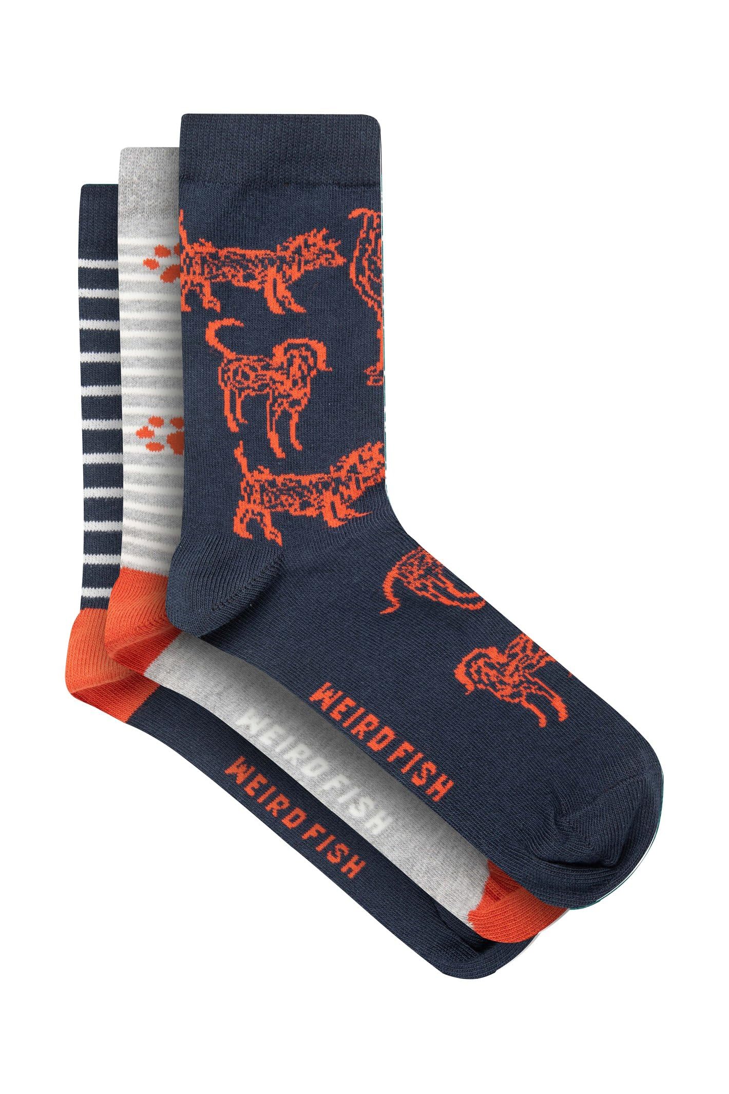 Weird Fish Women's Orange Parade Patterned Socks 3 Pack In