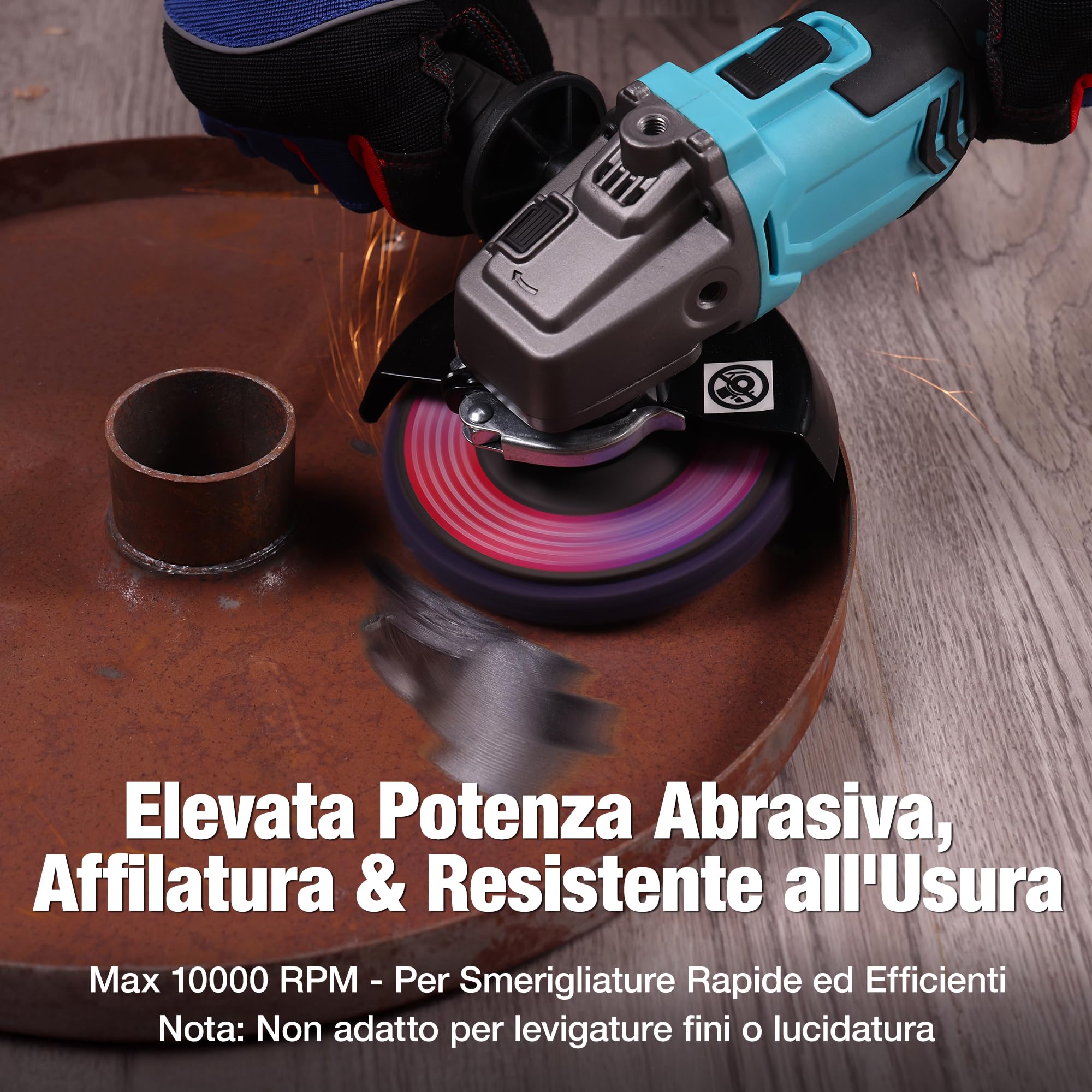WORKPRO Set da 6 Dischi Abrasivi 125 mm per Smerigliatrice Angolare, Dischi di Pulizia Grossolana per la Rimozione di Ruggine e Vernice, Dischi per Smerigliatrice per Lavori di Sgrossatura