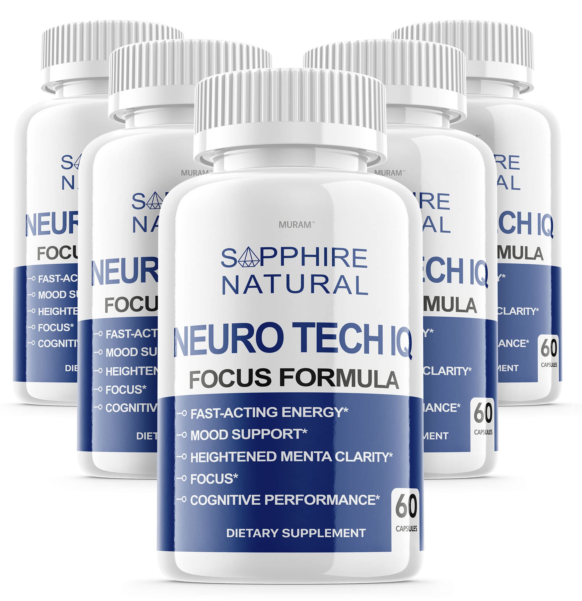(5 Pack) Neuro Tech IQ Pills, Original Neuro Tech IQ for Brain Supplement, Neurotech IQ Focus Offici