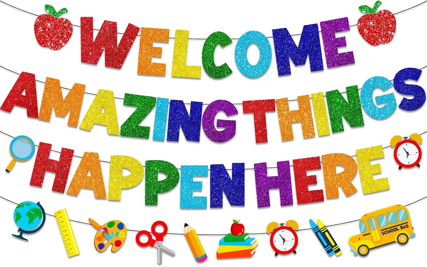 Amazon.com: Welcome Amazing Things Happen Here Banner,Welcome Back ...