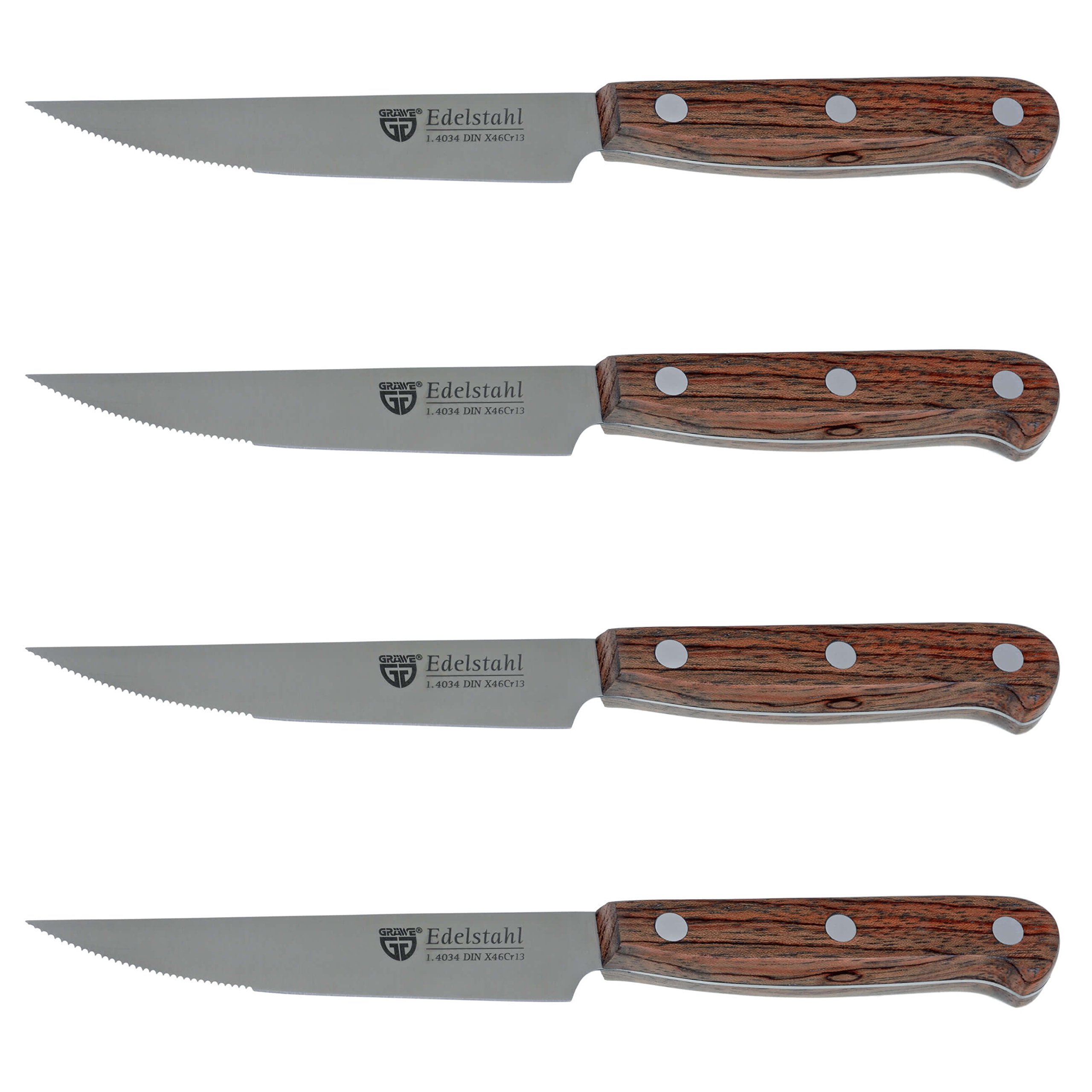 GRÄWE Steakmesser 4 Stück Palisander-Holzgriff