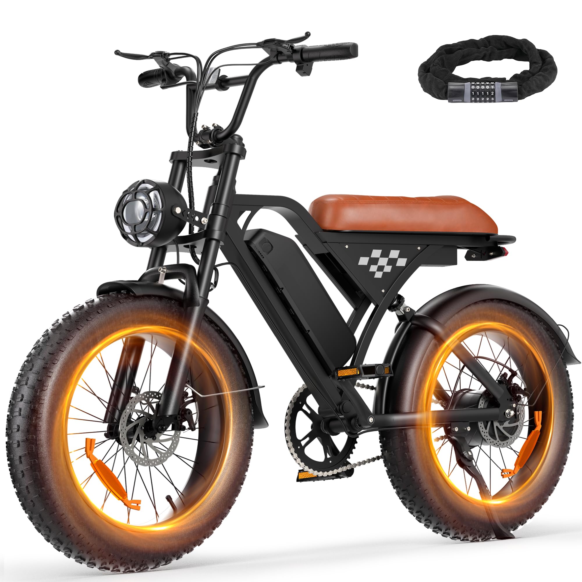 𝟱𝟱 𝗠𝗶𝗹𝗲𝘀 Electric Bike for Adults 2025 Model 1000W 20" Commuting Fat Tire Full Suspension Electric Dirt Bike Model 374.4Wh Battery 20mph Long Seat Ebike Mountains Off Road UL2849