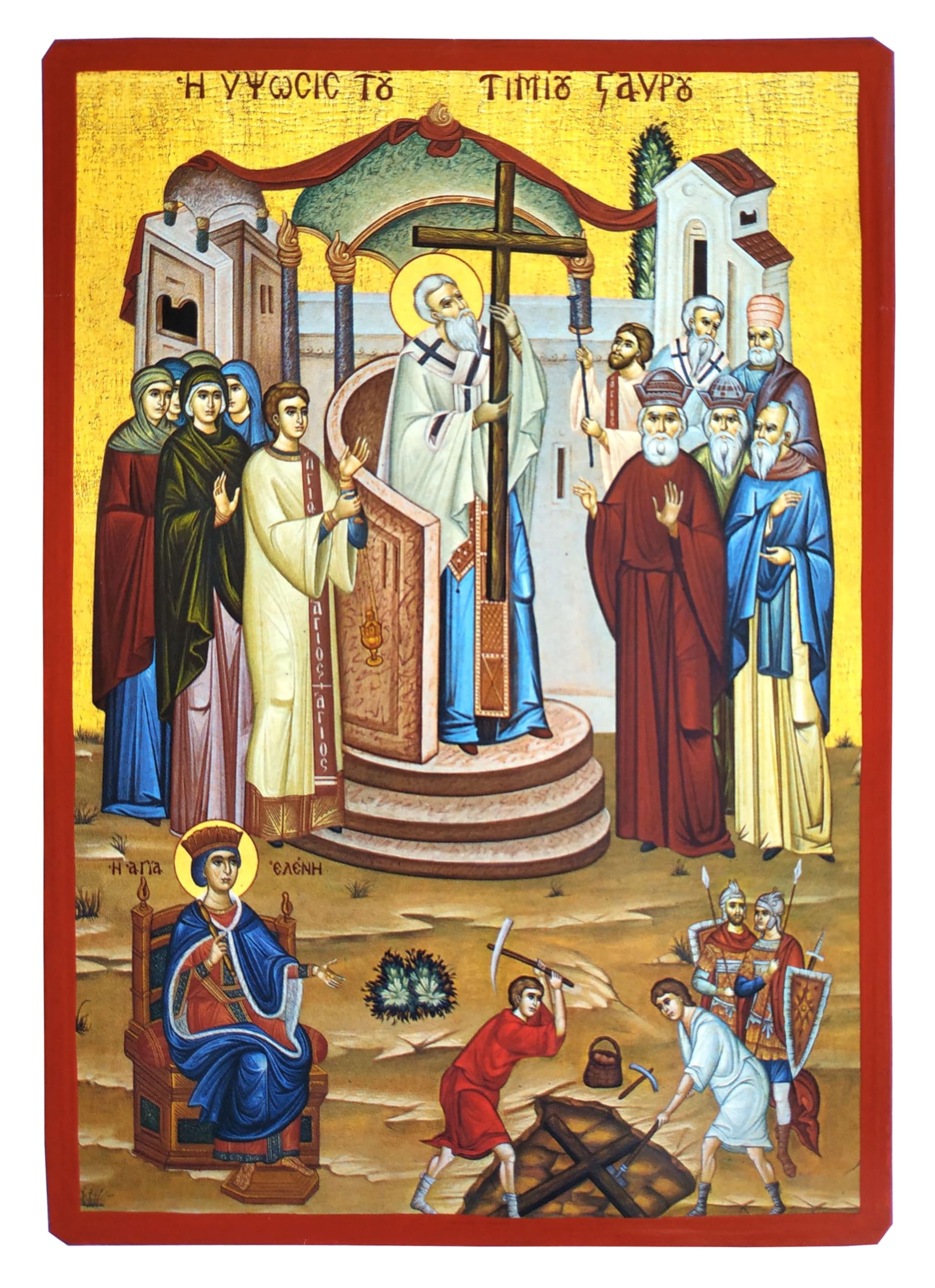 EXALTATION AND FINDING OF THE HOLY CROSS - Greek Byzantine Orthodox Icon