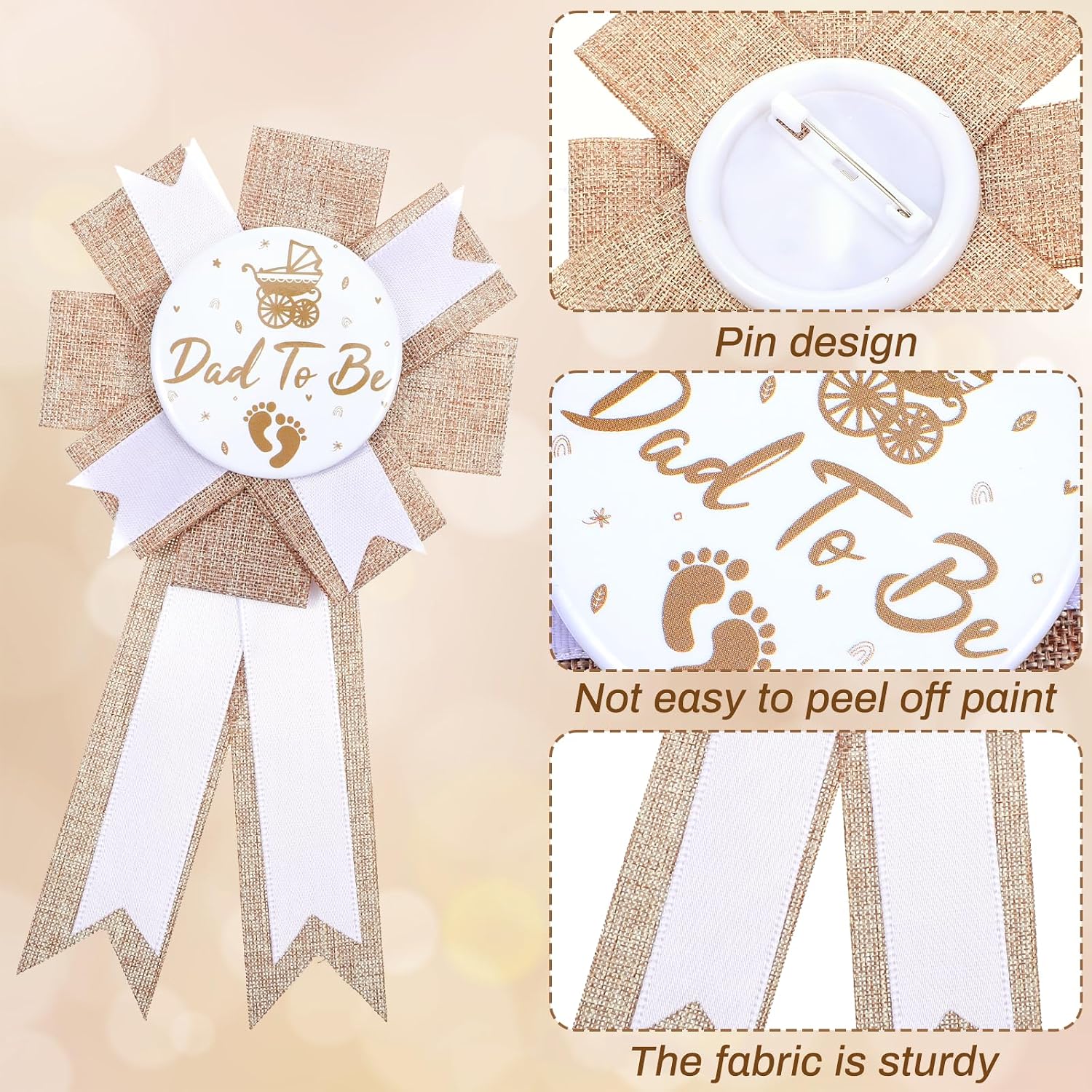 Yuanchu Boho Mom to Be Sash Daddy to Be Badge Pins, Baby Shower Decorations Rustic Gender Reveal Party Decoration Photo Props Pregnant Corsage Pin Set for Pregnant Mommy Gift