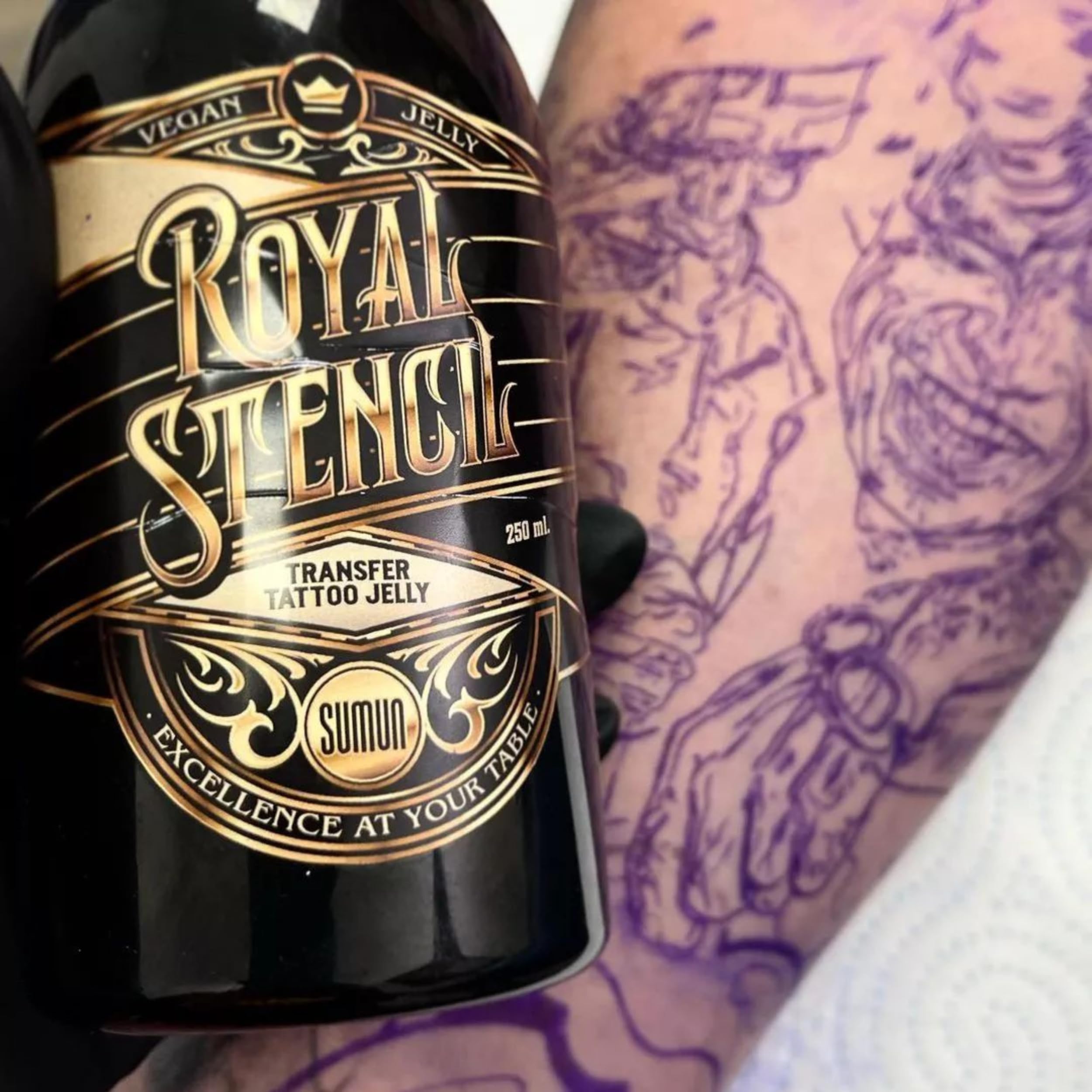 SUMUN TATTOO - Royal Stencil | Stencil Tattoo Transfer Profesional | Gel Vegano Sin Colorantes Ni Aromas | Stencil Stuff Compatible Con Papel De Calco | Transfer Tattoo Preciso Para Tatuajes