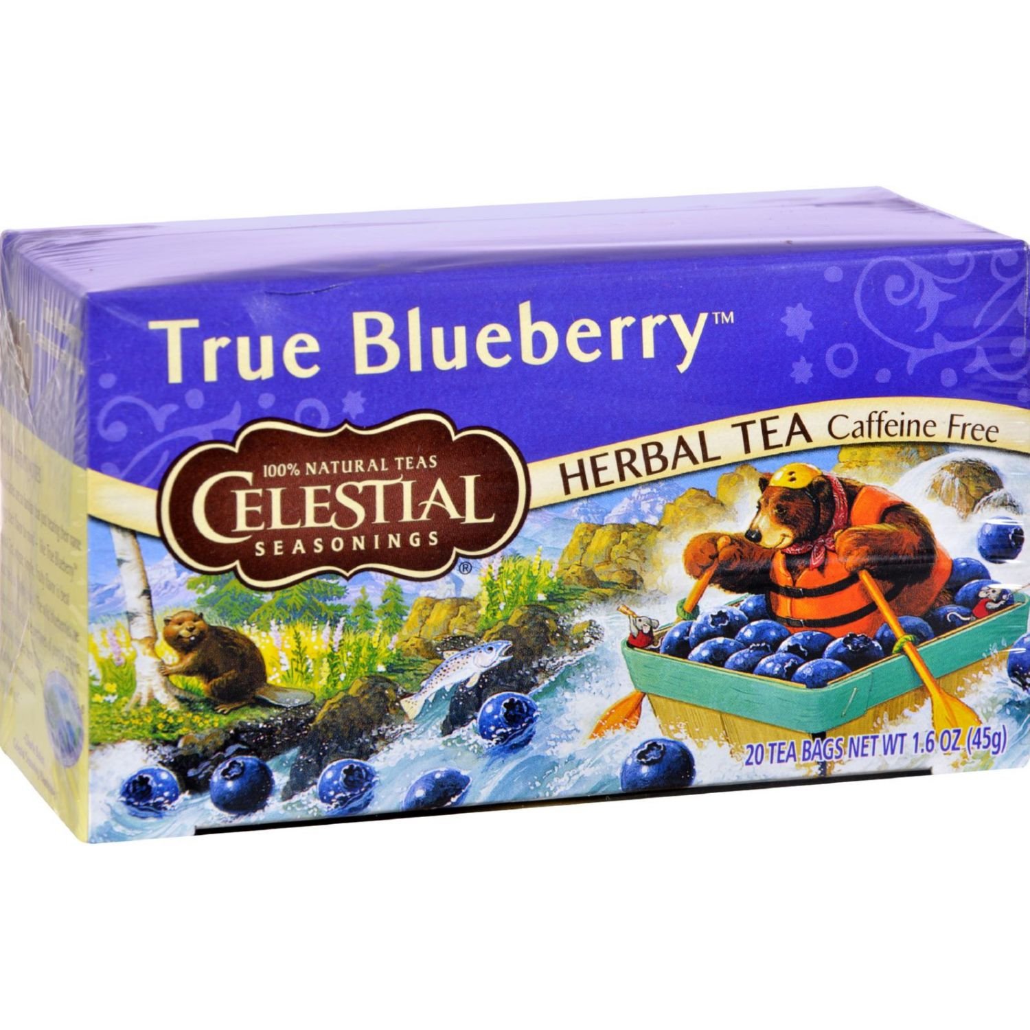 Celestial Seasonings Herbal Tea Caffeine Free True Blueberry - 20 Tea Bags - Case of 6
