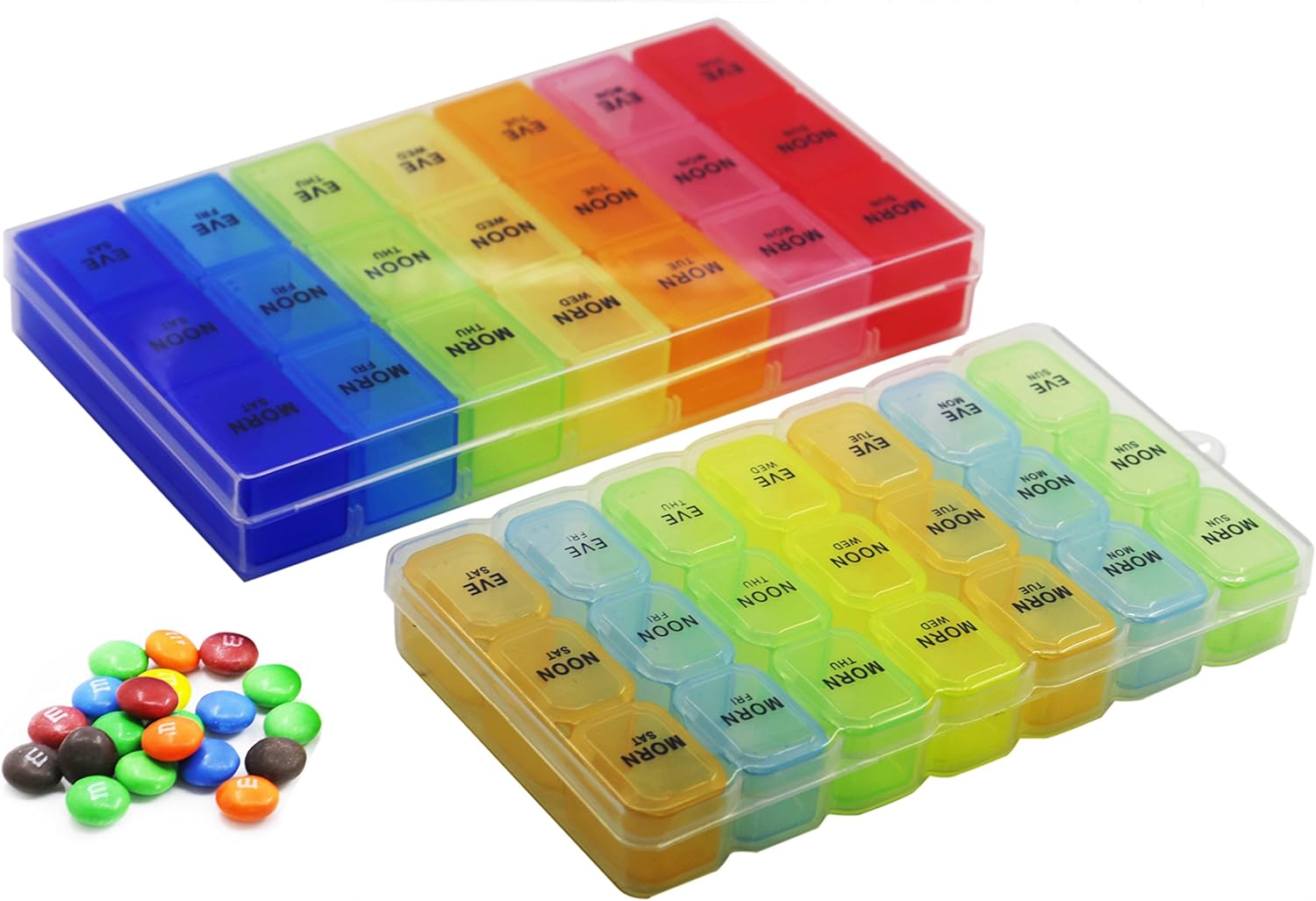 One Small and One Large Pill Organizer Box Weekly Case, Medicine Organizer, Vitamin