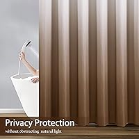 Vista 5 de Cortina de ducha de 78 pulgadas de largo, tela texturizada, cortinas de baño marrones, cortinas de poliéster degradado para baño, cortina de ducha