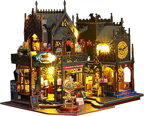 Roroom Kit de casa de muñecas en miniatura y muebles, modelo de casa de muñecas de madera 3D con cubierta a prueba de polvo y movimiento musical,