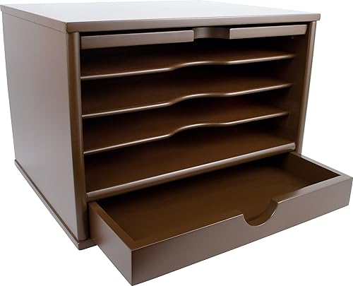 Miniatura 5 de Victor Organizador de escritorio de madera de 4 estantes marrón moca B4720