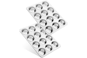 LIANYU Nonstick Stainless Steel Muffin Pan 12 Cup, Perfect for Baking and Oven