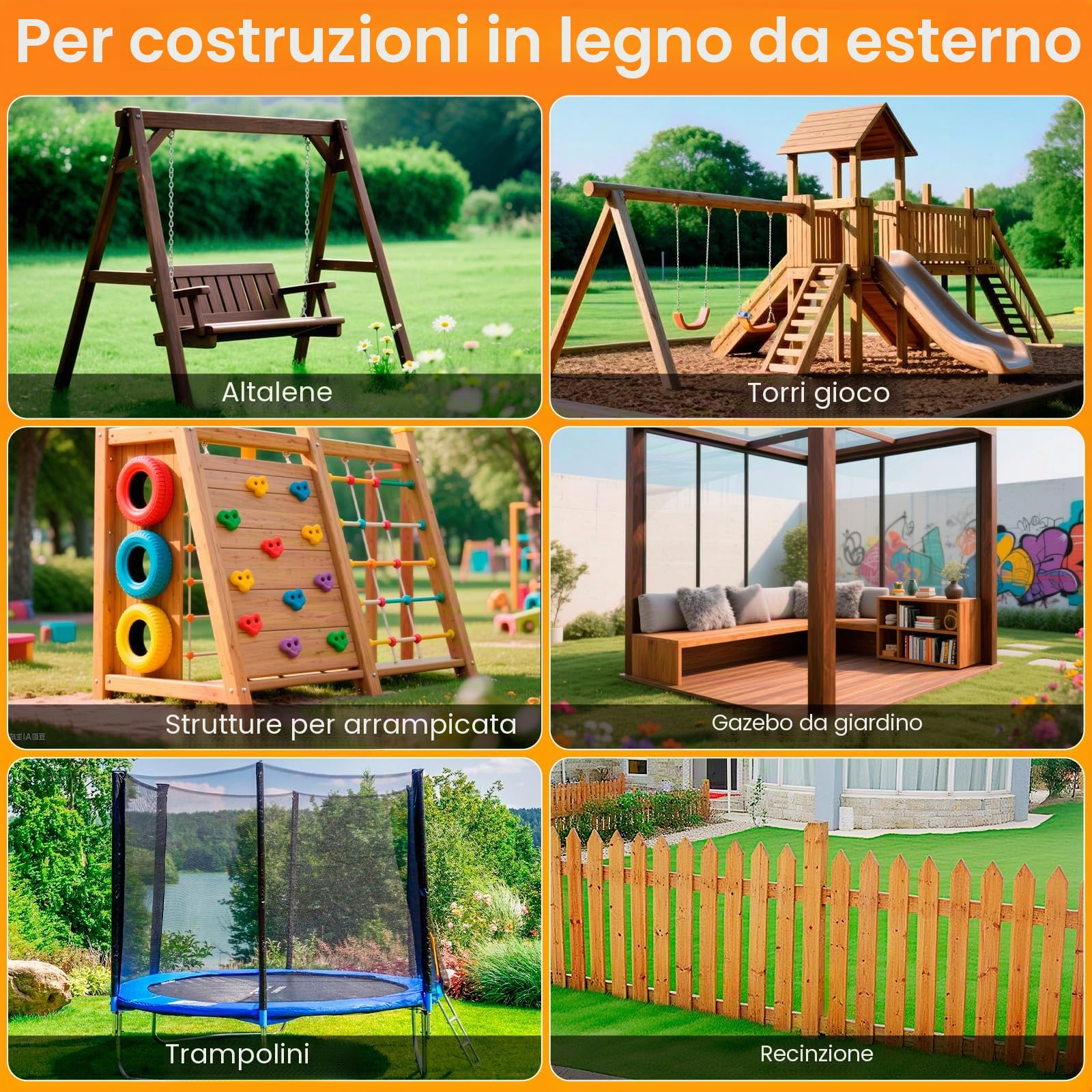 Ancoraggi a Terra Altalene Ancoraggi, Argento-4x44cm | Acciaio Spesso 4,1 mm, Zincato a Caldo da 60 μm, Bordi Seghettati Rinforzati, Impermeabile e Antiruggine