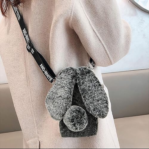 Miniatura 2 de Funda de orejas de conejo para Moto G Play 2023, funda con correa cruzada, mullida, esponjosa, linda, para mujeres y niños, funda de teléfono de