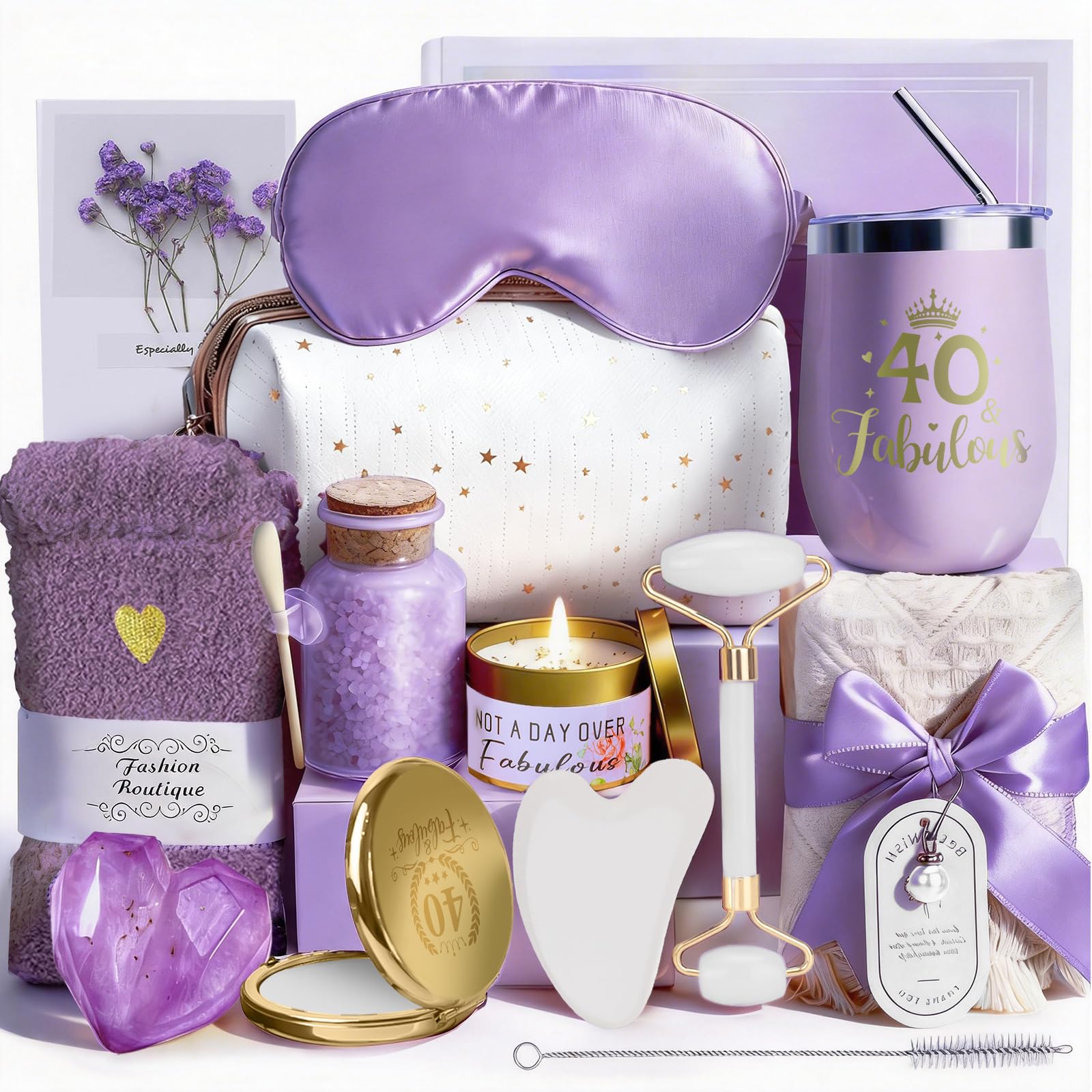 40th Birthday Gifts for Girls - Gift Hamper Box for Her, Present Basket with a Tumbler for Sister, Girlfriend, Wife, Mum, Relaxing Spa Gift Basket Set for Christmas, Valentine's Day, Mothers Day