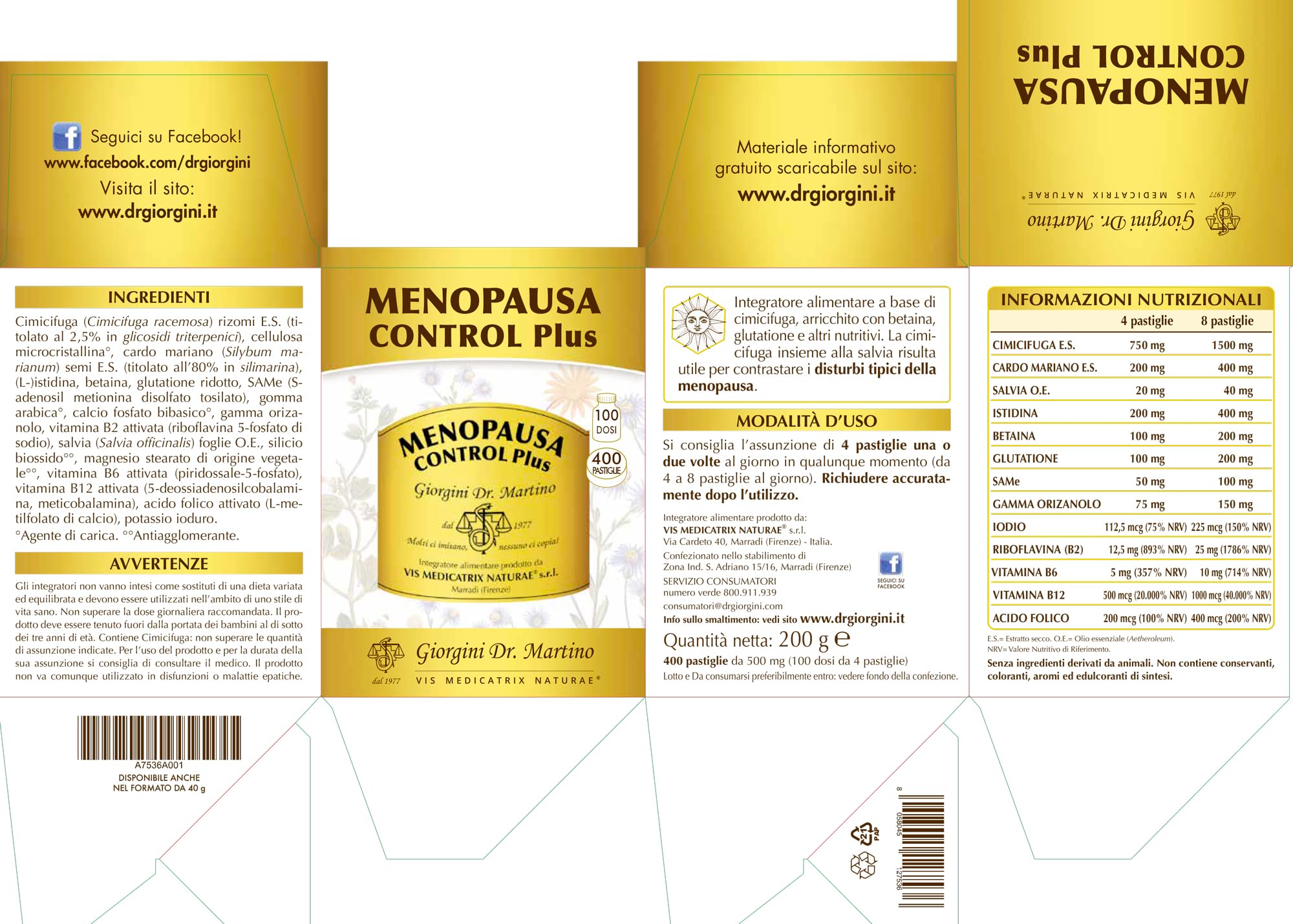 Integratore MENOPAUSA CONTROL PLUS Pastiglie -200 g