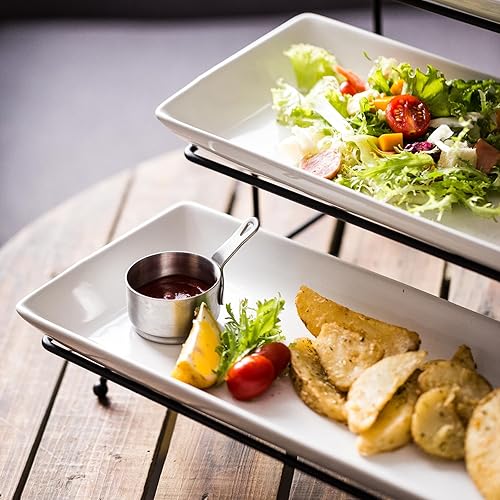 Miniatura 24 de YHOSSEUN Bandeja para servir de 3 niveles para fiestas, bandejas y bandejas escalonadas, soporte de bandeja escalonada de 14 pulgadas, soporte