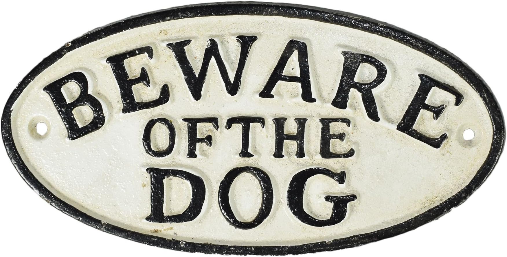Beware Of The Dog Traditional Cast Iron Metal Sign Rustic Plaque Painted Sign