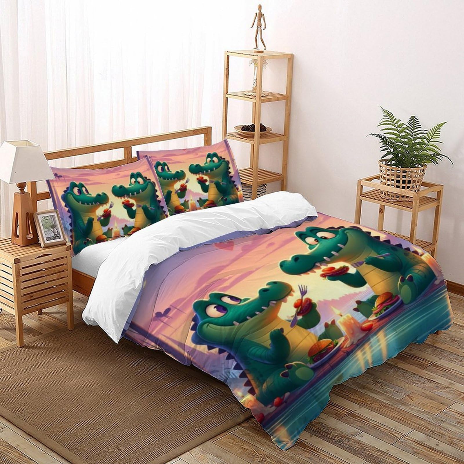 Housse de couette double crocodile hypoallergénique lit enfant 200x200