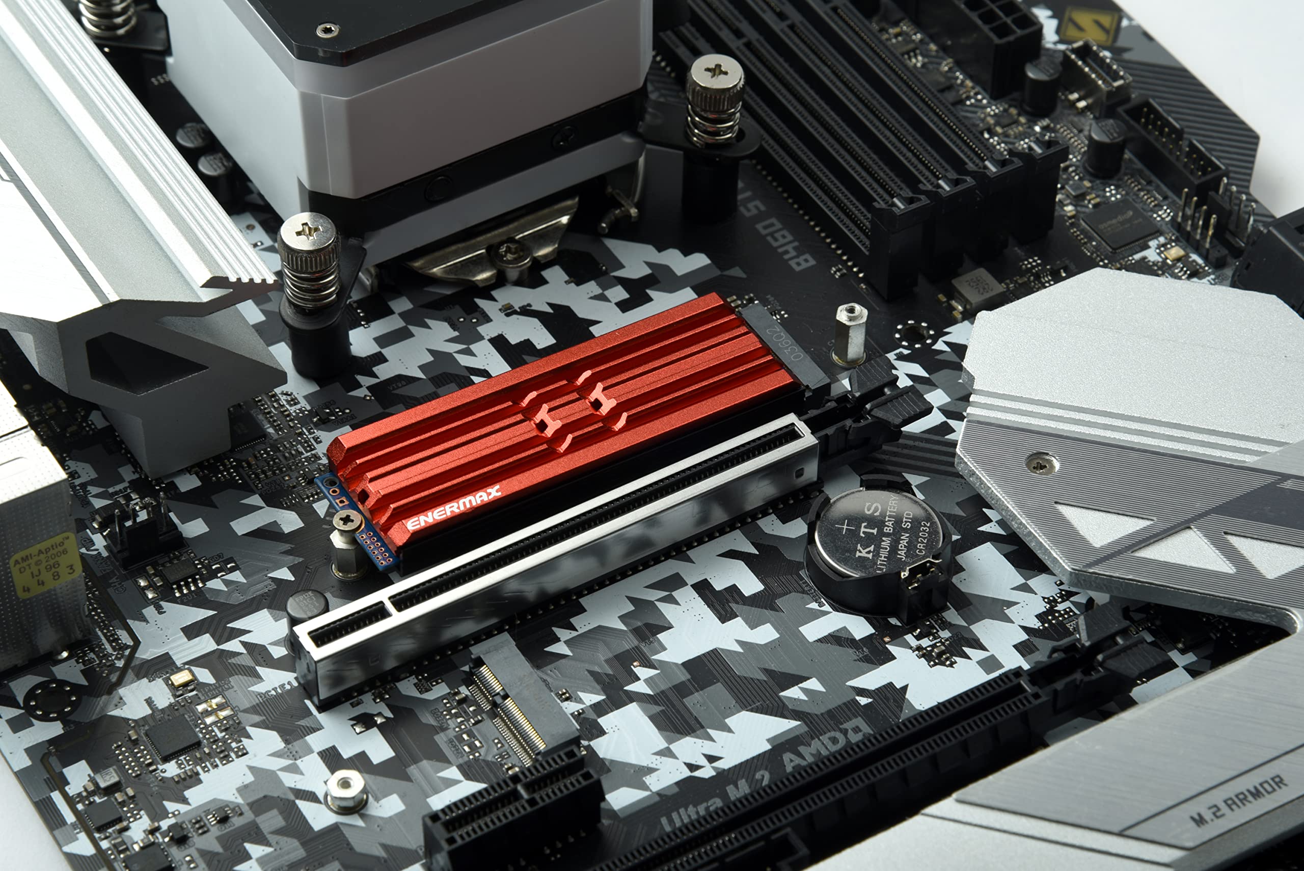 ENERMAX ESC001 Radiator czerwony do dysków SSD M.2 2280 z jednokierunkowym i dwustronnym aluminium, heatsink kompatybilny z PS5