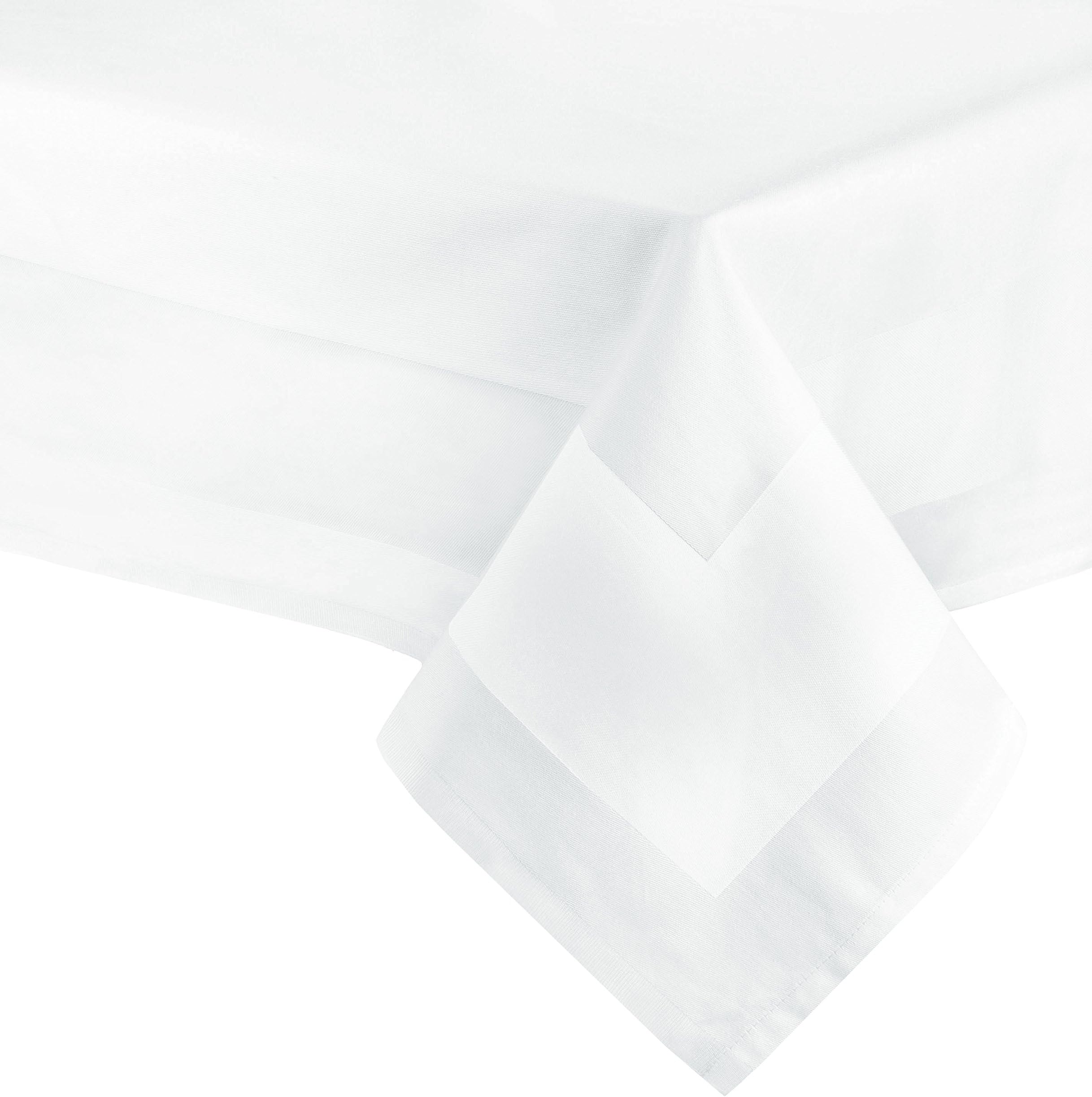 Servizio Tovaglia FIANDRA In Puro Cotone Bianco Con 18 Tovaglioli - Misura 140x360 Cm, Made In Italy - Foto 3