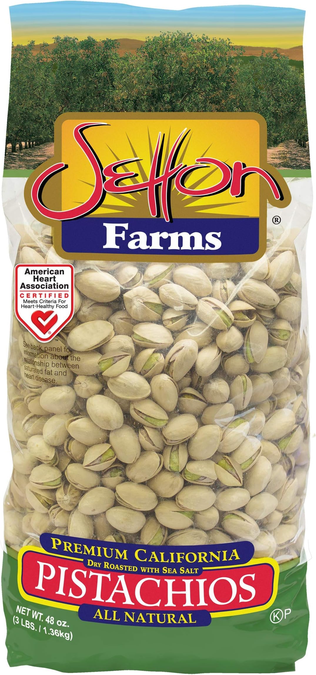 Setton Farms Premium Pistachios, Dry Roasted with Sea Salt, 3lb Bag (48 Ounce)