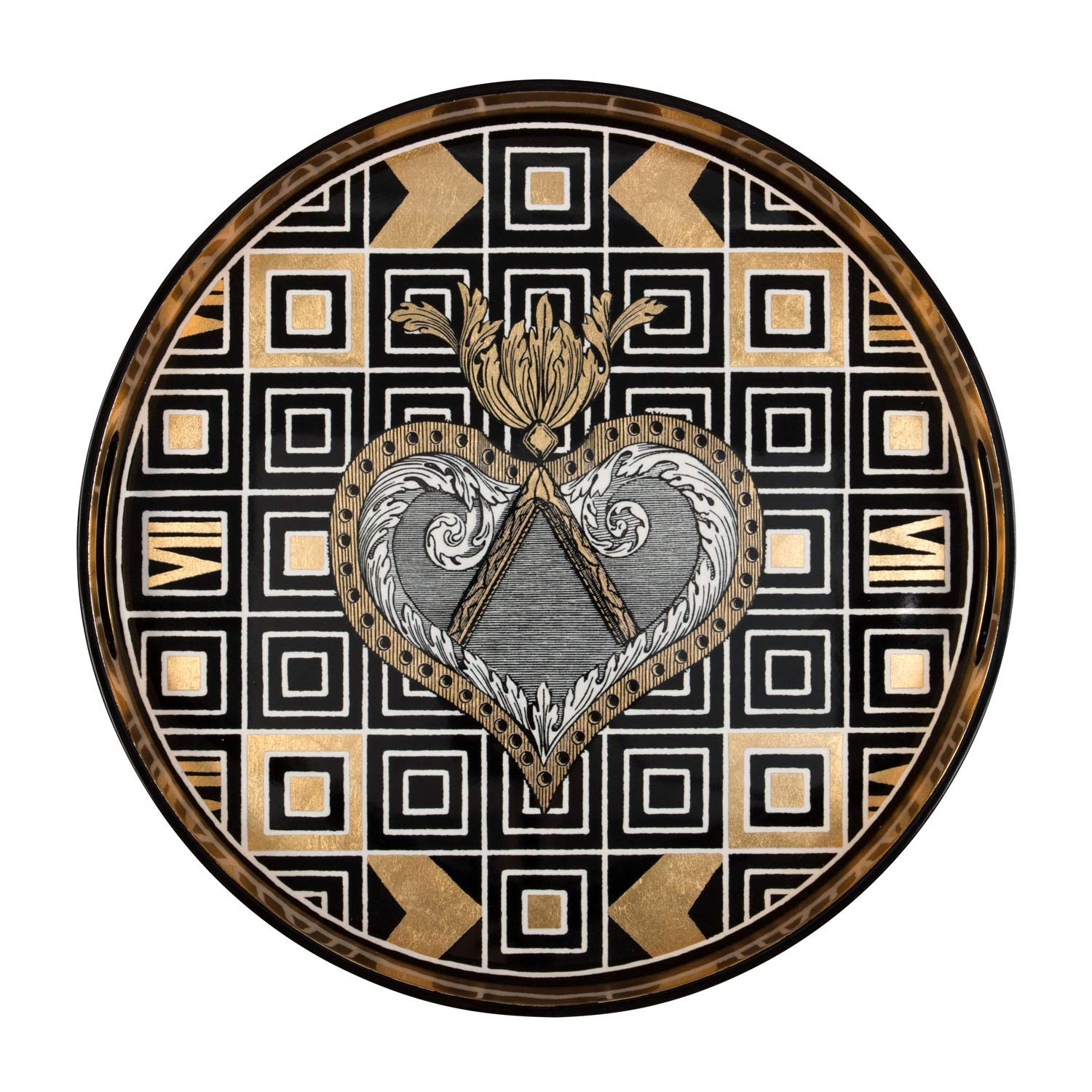 Christian Lacroix Atout Coeur Round Lacquer Tray Plateau Design Rouge