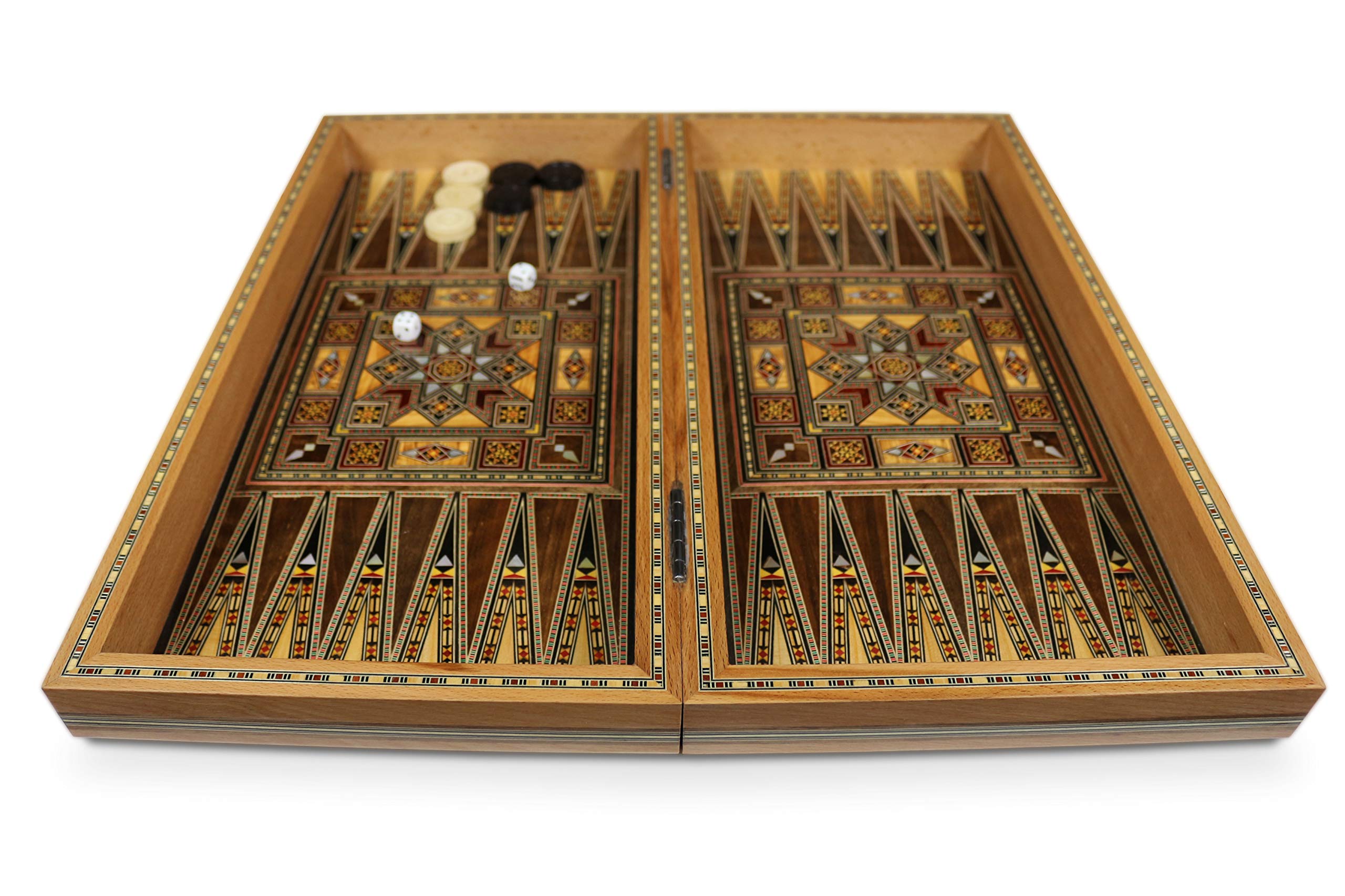 Elessar 50 x 50 cm in legno Backgammon Tavla/Gioco di scacchi/DAMA Board BK 510 con 30 pietre in legno Backgammon