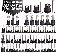 Vista 10 de 45 pares de tuercas roscadas de neopreno M4 M5 M6 con tornillos de acero inoxidable M5, tuercas roscadas de goma para kayak, pernos de latón