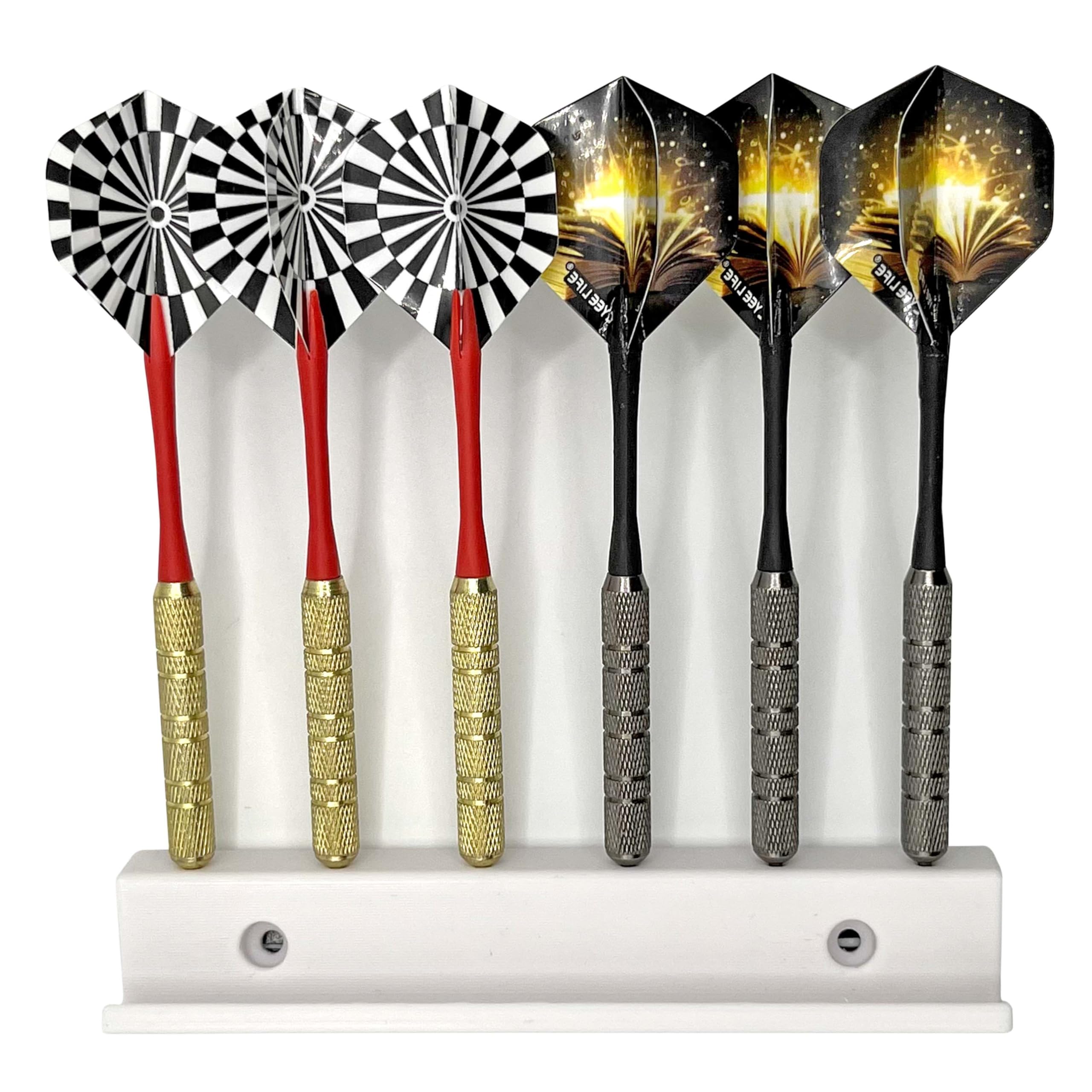 shush Wall Mounted Dart Holder – Dart Rack Storage for 6 Darts, Space-Saving Dartboard Accessory (White)