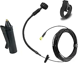 HEIMU Microfone condensador para instrumento com clipe + clipe universal (para flauta)