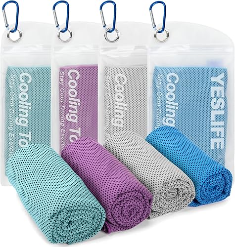 Miniatura 17 de YESLIFE Paquete de 4 toallas refrescantes de 40 x 12 pulgadas, toallas de gimnasio para hombres y mujeres, toallas de entrenamiento suaves y Azul