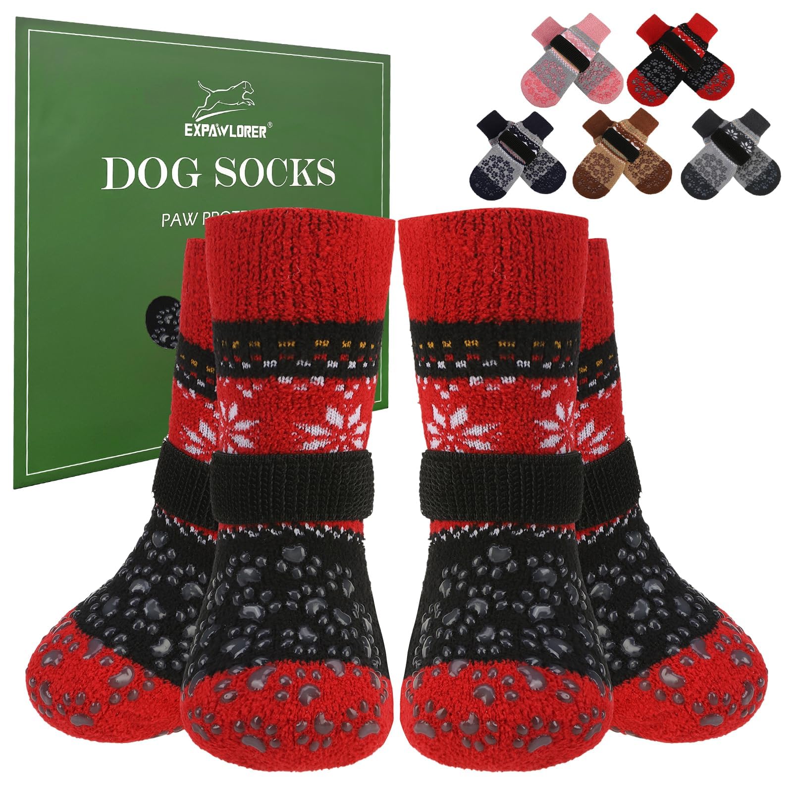 EXPAWLORER Anti-Slip Dog Socks Paws Stop Licking with Grips