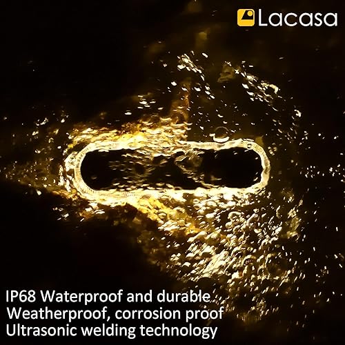 Miniatura 5 de Lacasa Luces solares de cubierta, paquete de 4 luces solares de 40 lúmenes, luces LED de muelle, luz blanca cálida de 2700 K para exteriores, IP68,