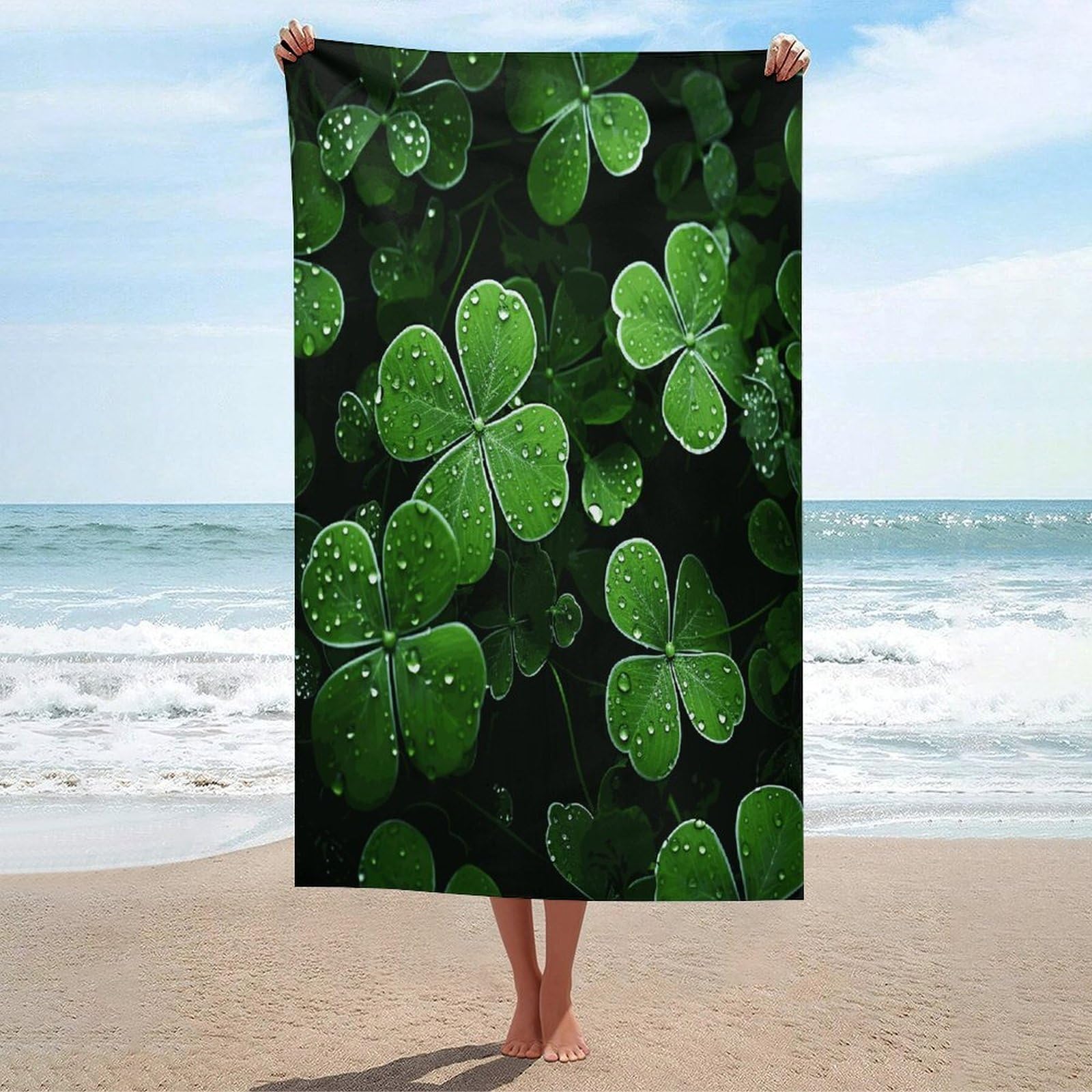 Adfgyerh Unisex Style St Patricks Day Leaves Bath Towels Beach Towel Lightweight Quick Dry, Bath Towel For Travel Sports Pool Swimming Bath Camping Yoga Adults130x80cm